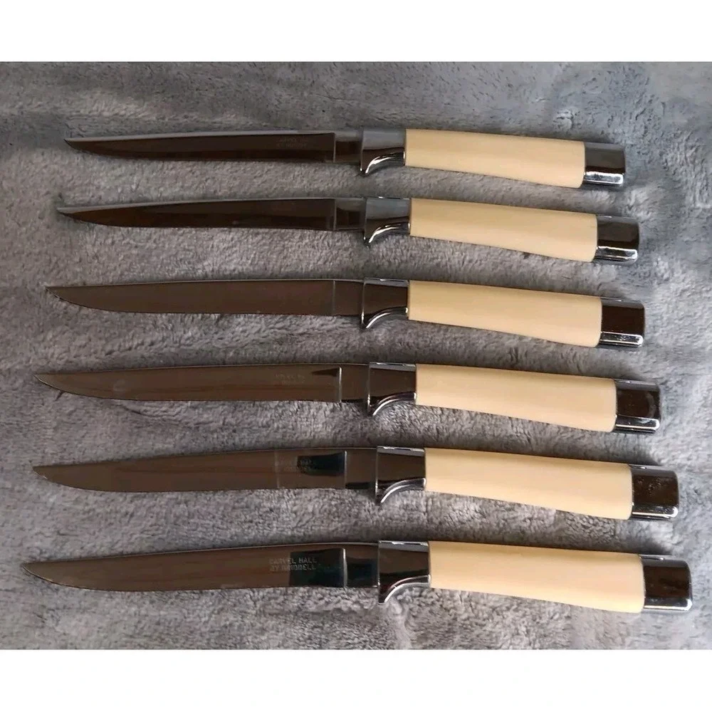 Vintage‎ Steak Knives Carvel Hall By Briddell Set of 6 With Original Case